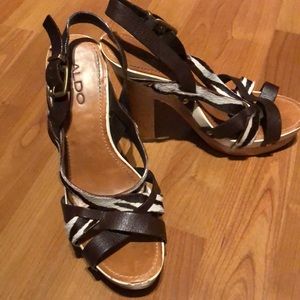 Aldo brown zebra heels size 38